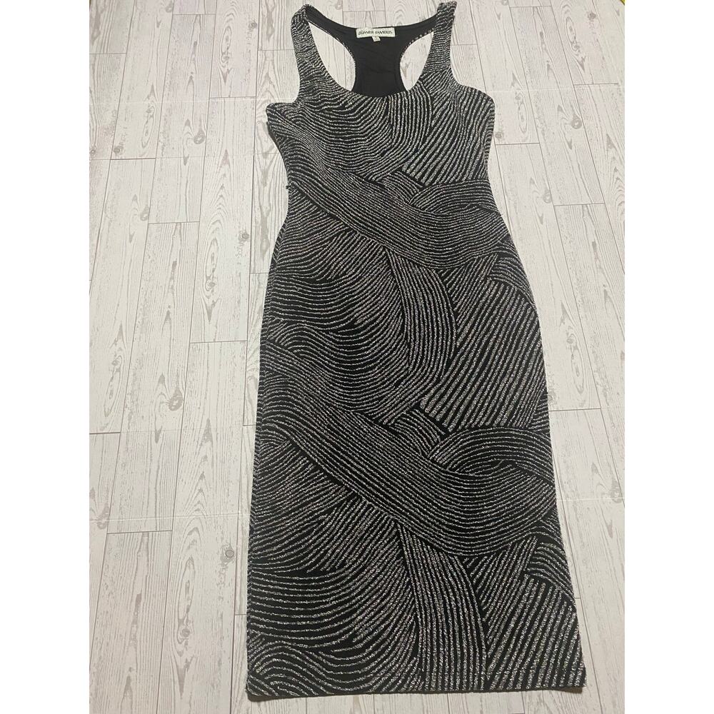 Almost Famous Black Silver Sequin Bodycon Midi Dress Women’s Size Small